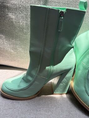 Nasty Gal Mint Green Block Heel Ankle Boots